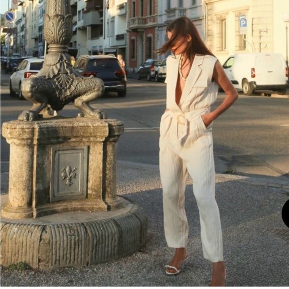 ZARA NWT Elegant Cream Jumpsuit - Picture 4 of 8